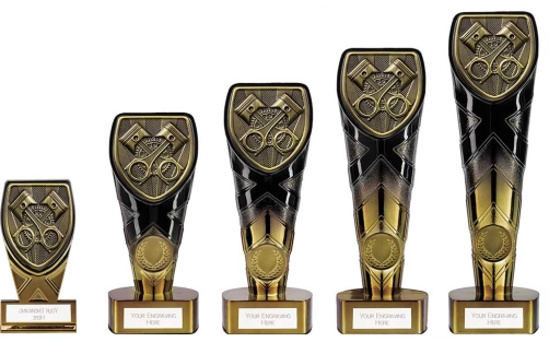 Stunning Black and Gold Motorsport Trophies Fusion Cobra Series